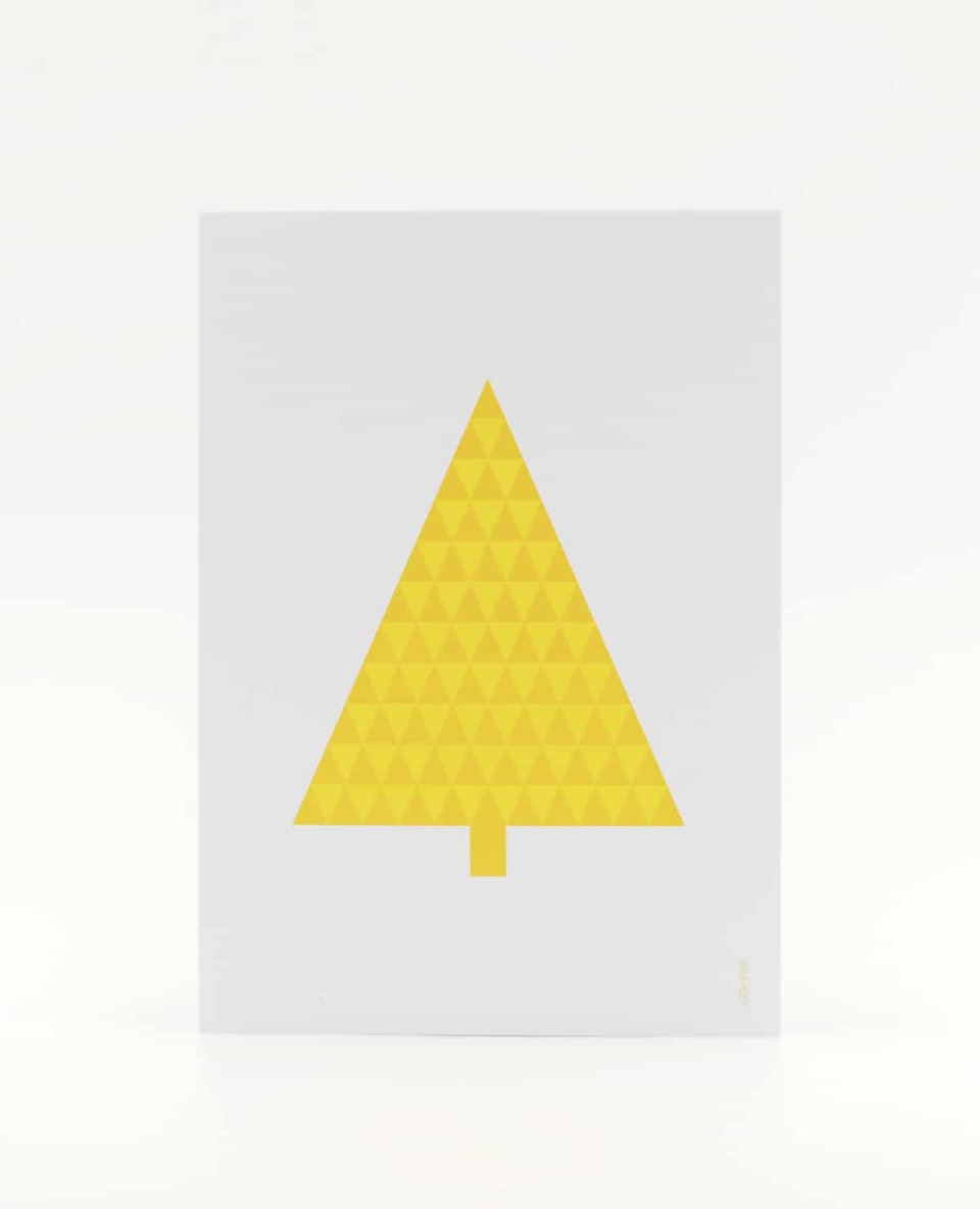Tannenbaum Postkarte, illustriert aus gelben Dreiecken