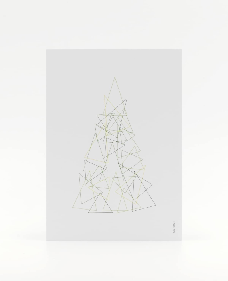 Um drei grüne Ecken Postkarte - Der abstrakte Weihnachtsbaum